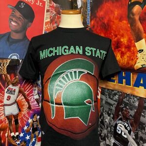 Vintage 90s Michigan State Spartans NCAA Basketball Tee Sz‎ Medium